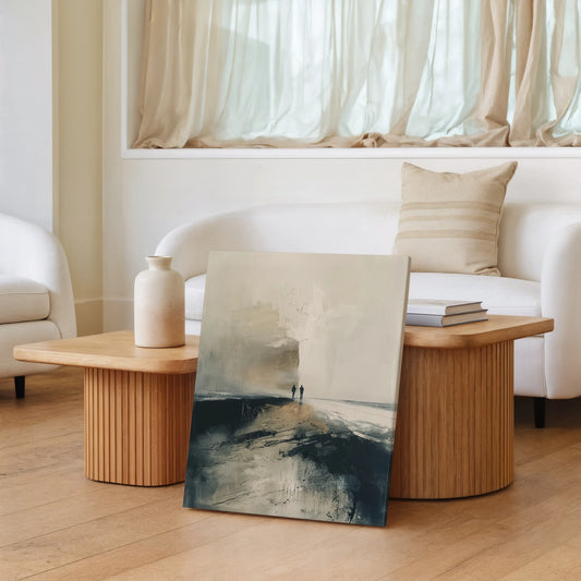 Modern Abstract Canvas Wall Art – Emotional Minimalist Silhouette in Neutral Tones
