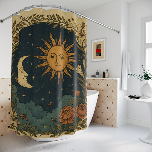 Celestial Harmony – Sun & Moon Shower Curtain