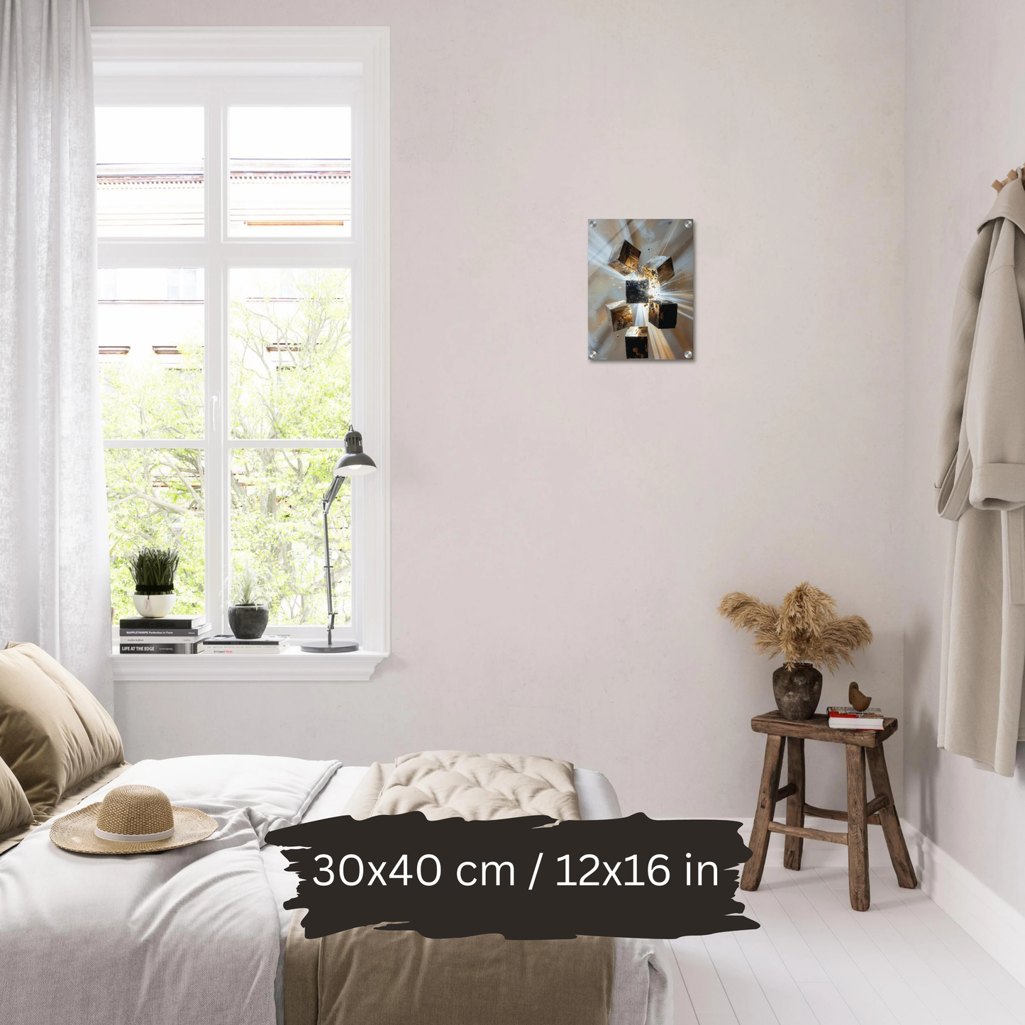 Luxury Acrylic Wall Art – Black & Gold Cubes Explosion (2 Designs)