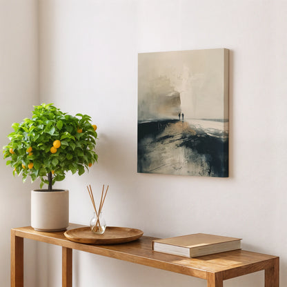 Modern Abstract Canvas Wall Art – Emotional Minimalist Silhouette in Neutral Tones