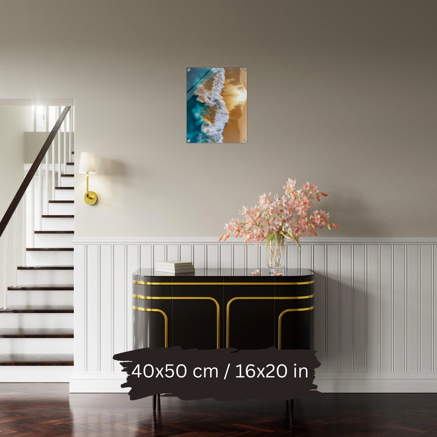 Golden Wave Serenity – Luxury Acrylic Wall Art