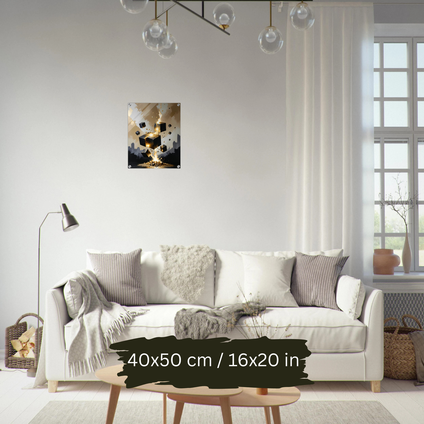 Luxury Acrylic Wall Art – Black & Gold Cubes Explosion (2 Designs)