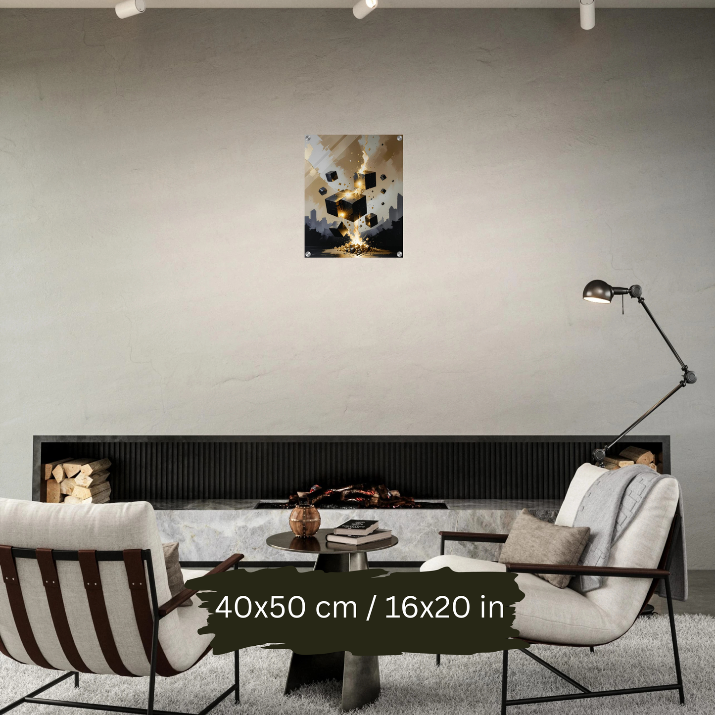 Luxury Acrylic Wall Art – Black & Gold Cubes Explosion (2 Designs)