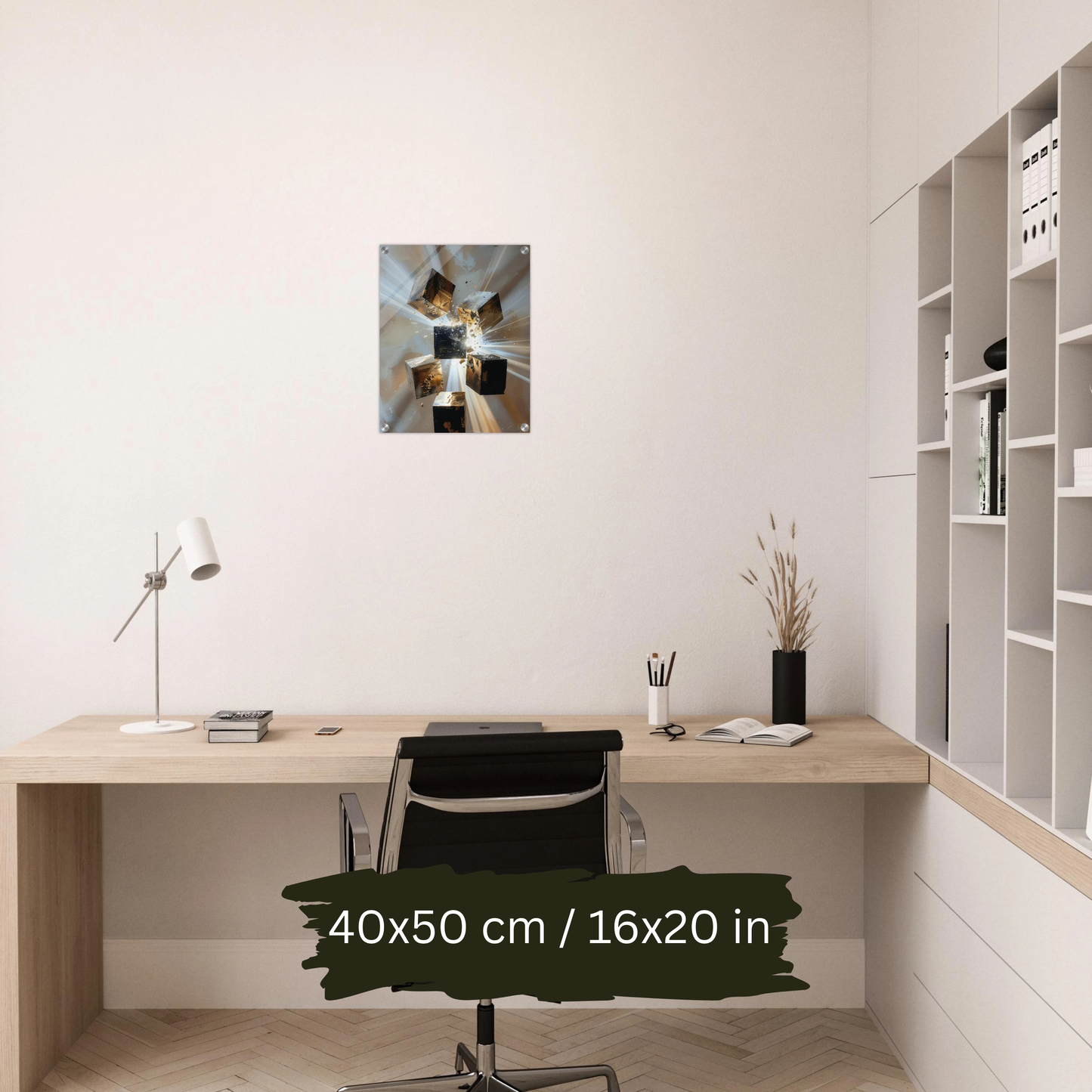 Luxury Acrylic Wall Art – Black & Gold Cubes Explosion (2 Designs)