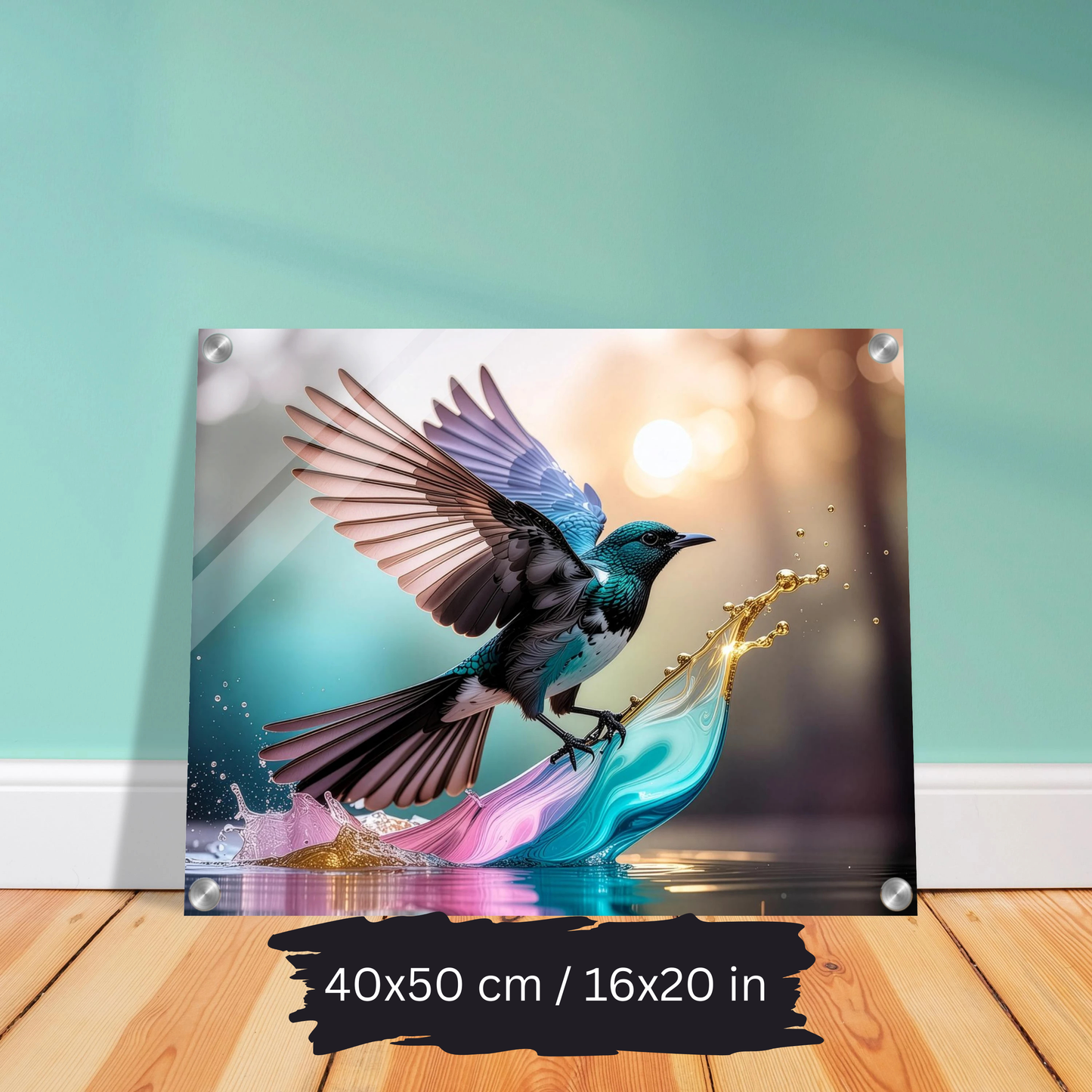 Colorful Bird in Motion – Acrylic Wall Art