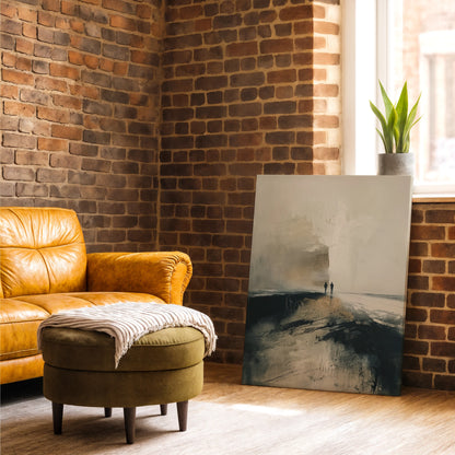 Modern Abstract Canvas Wall Art – Emotional Minimalist Silhouette in Neutral Tones