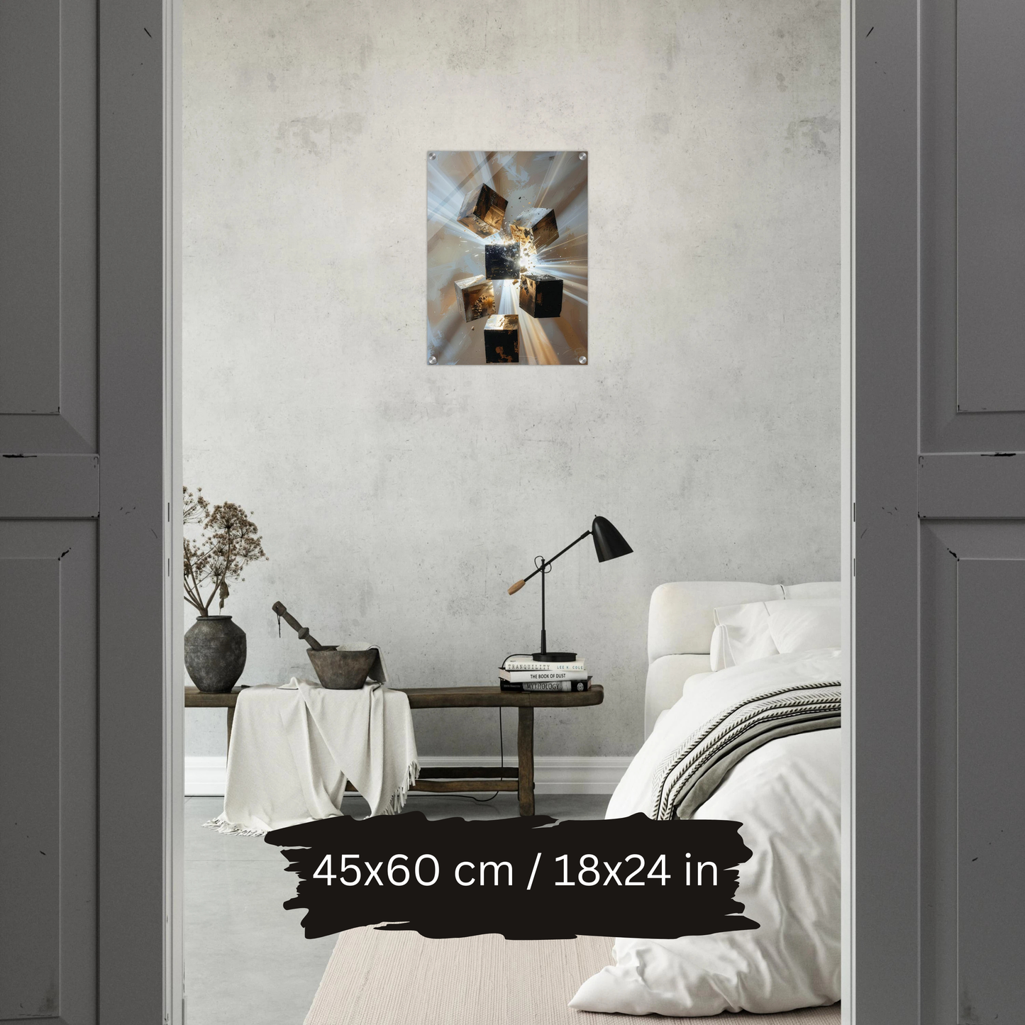 Luxury Acrylic Wall Art – Black & Gold Cubes Explosion (2 Designs)