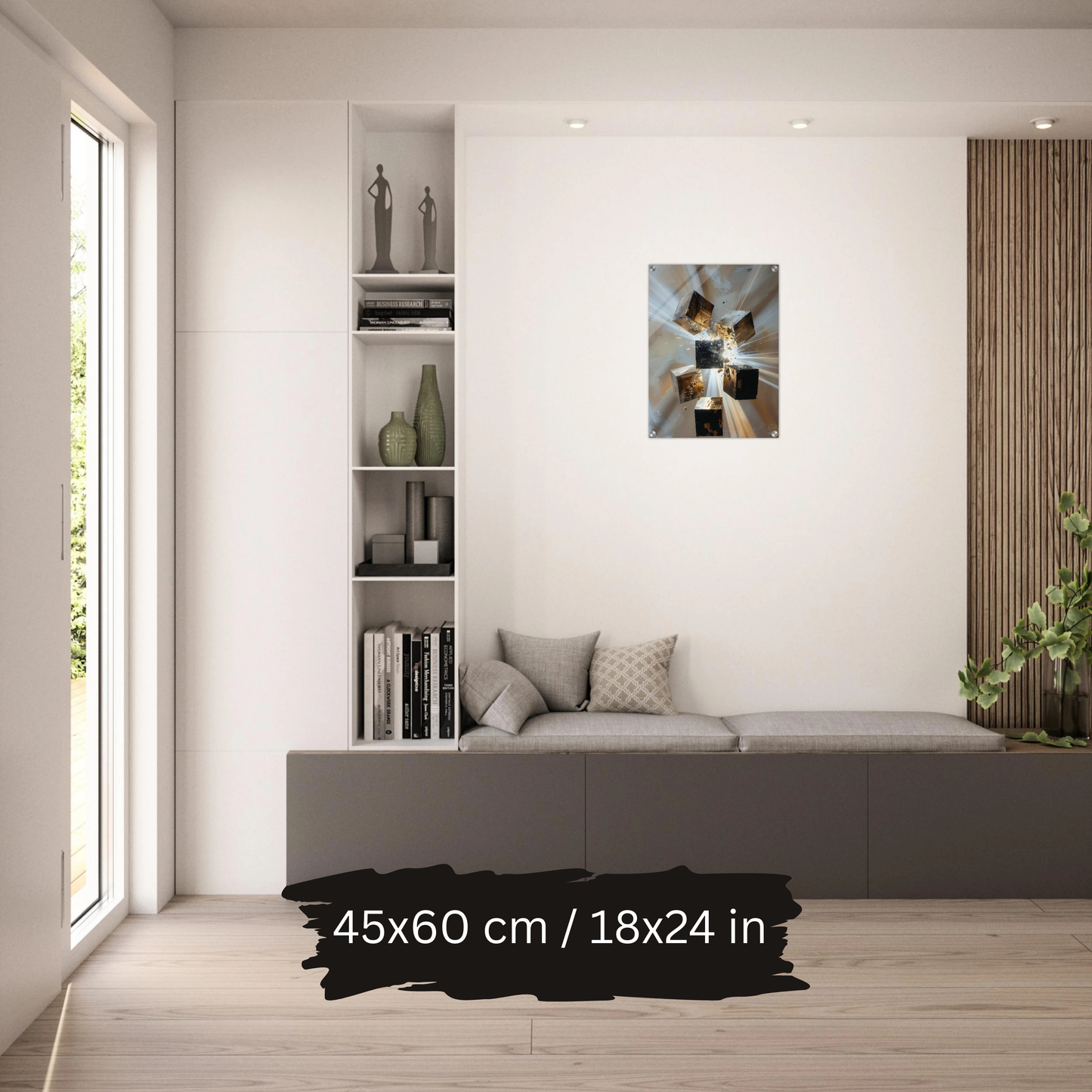 Luxury Acrylic Wall Art – Black & Gold Cubes Explosion (2 Designs)