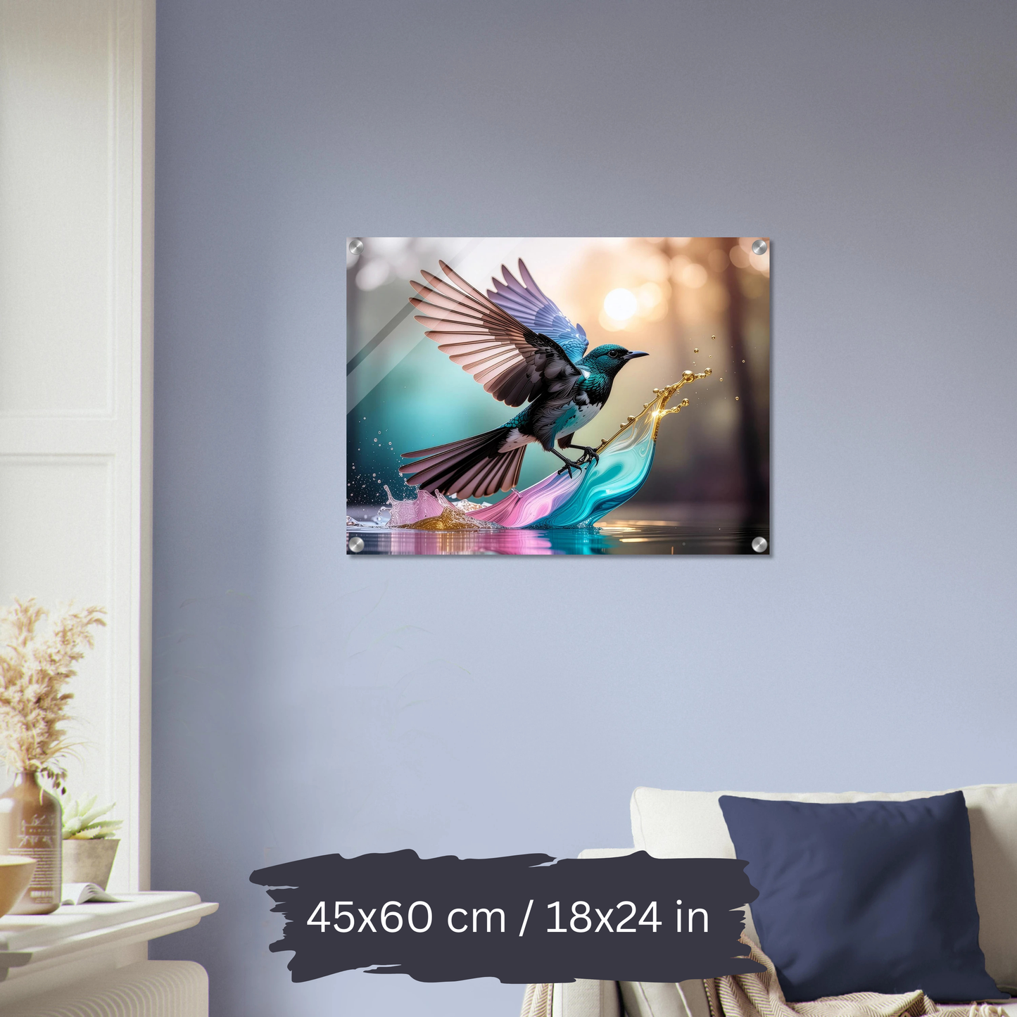 Colorful Bird in Motion – Acrylic Wall Art