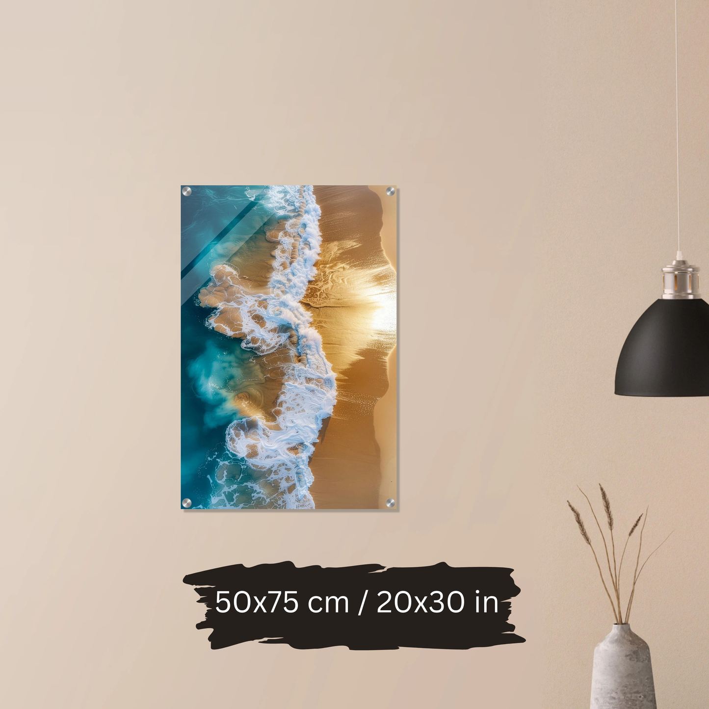 Golden Wave Serenity – Luxury Acrylic Wall Art