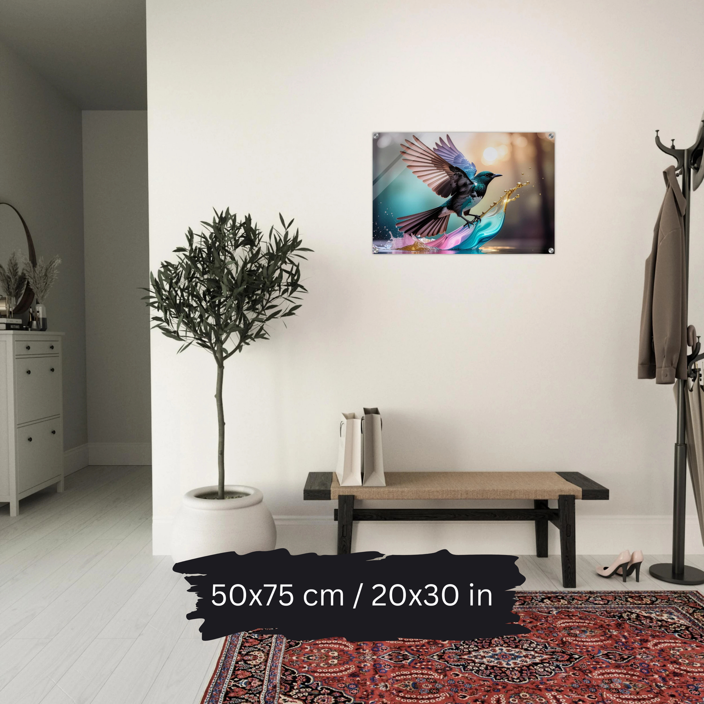 Colorful Bird in Motion – Acrylic Wall Art