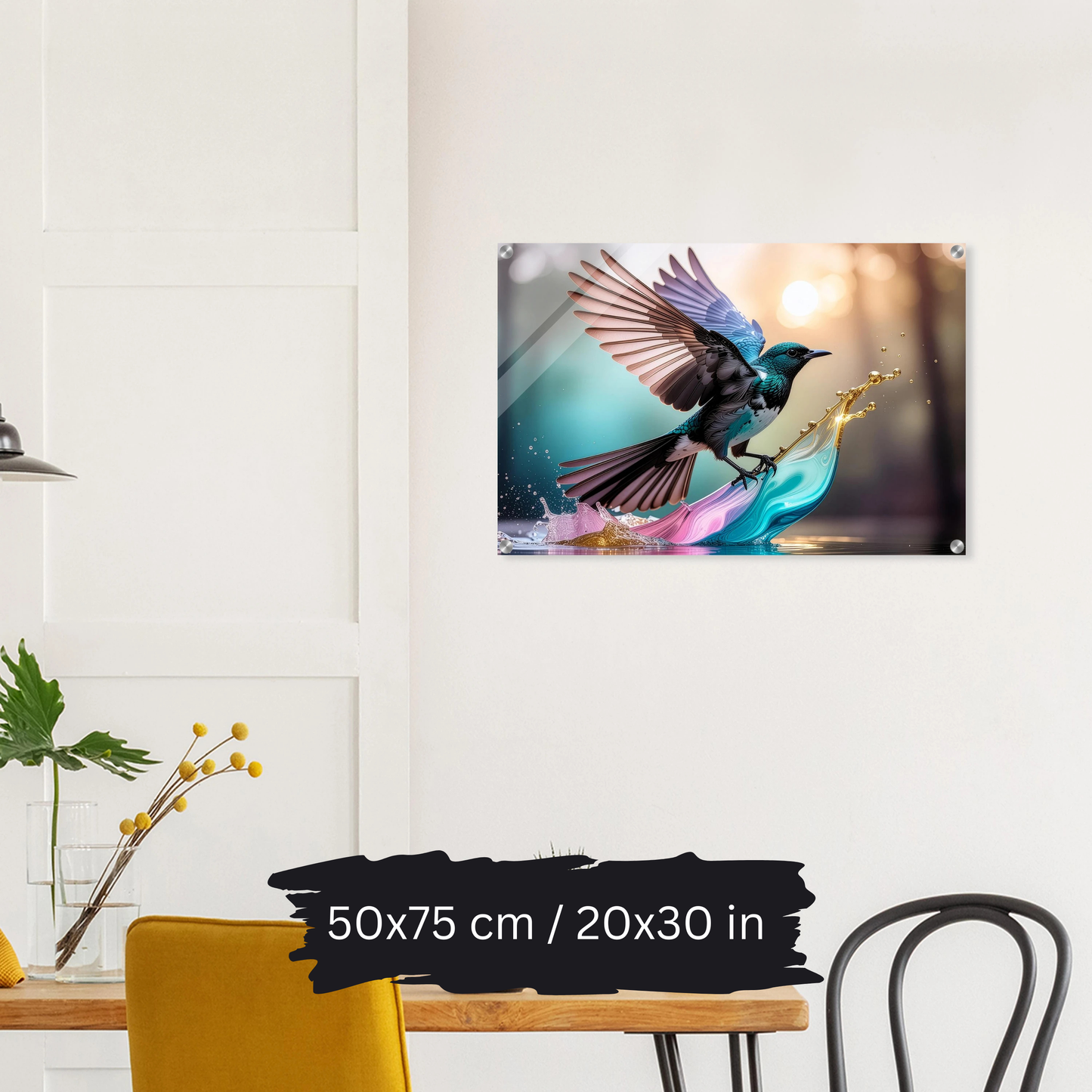 Colorful Bird in Motion – Acrylic Wall Art
