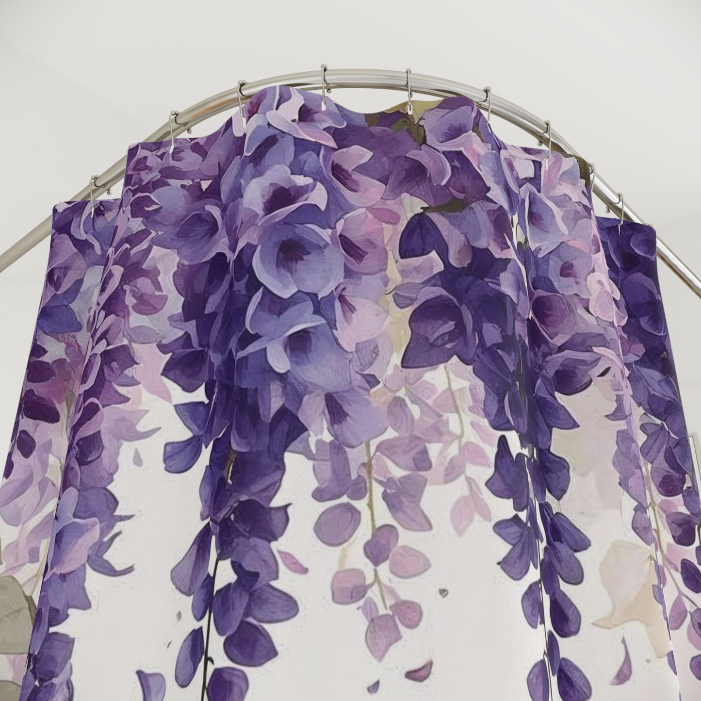 Purple floral arrangement on a white background