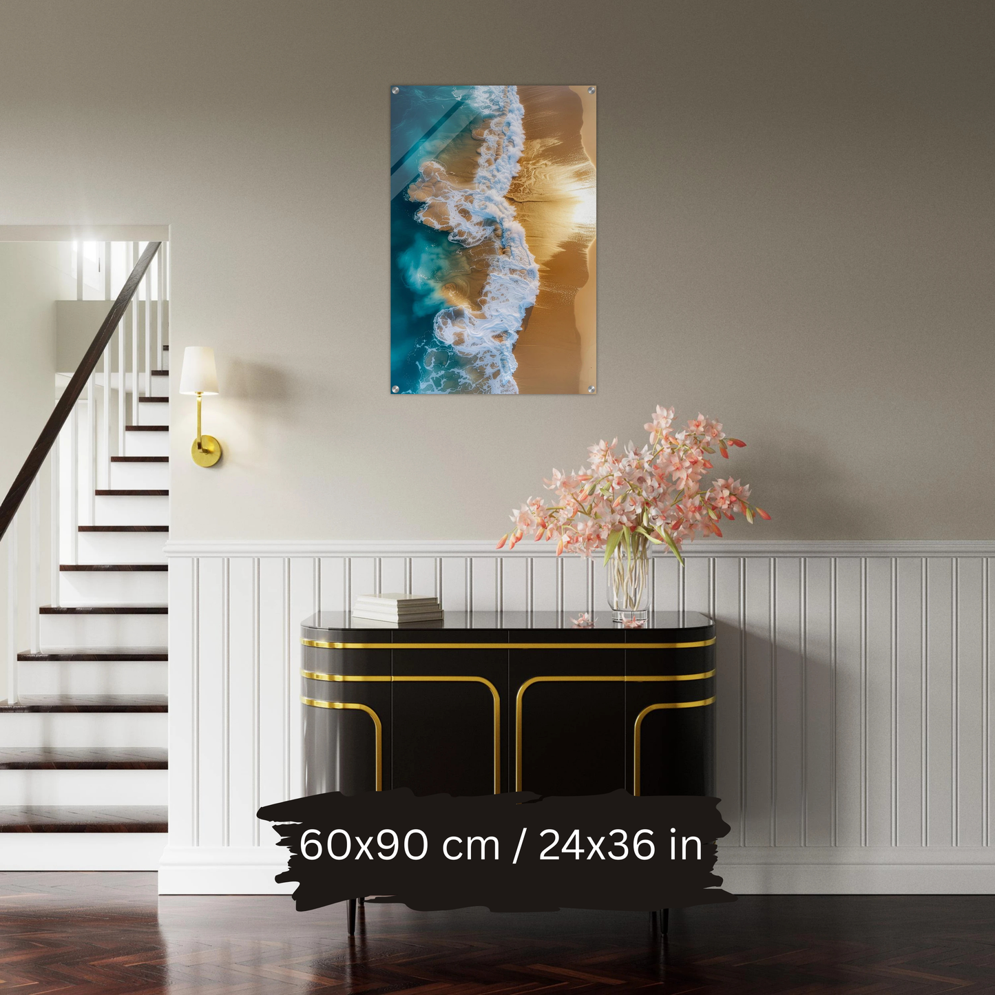 Golden Wave Serenity – Luxury Acrylic Wall Art