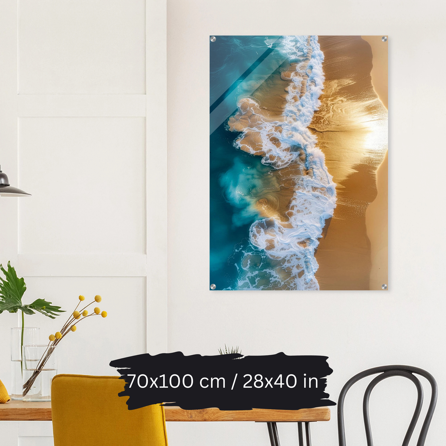 Golden Wave Serenity – Luxury Acrylic Wall Art