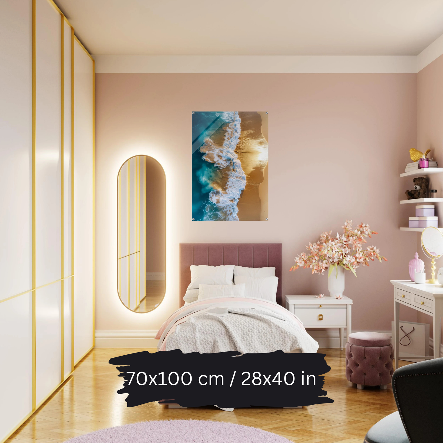 Golden Wave Serenity – Luxury Acrylic Wall Art