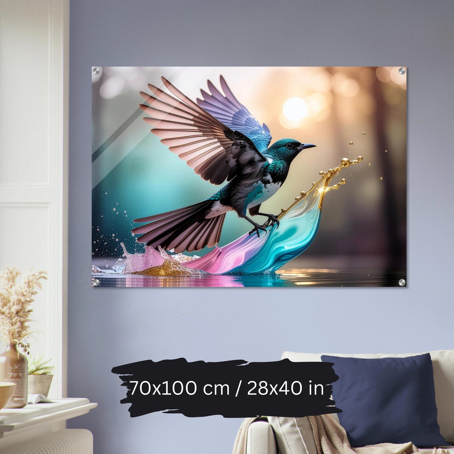 Colorful Bird in Motion – Acrylic Wall Art