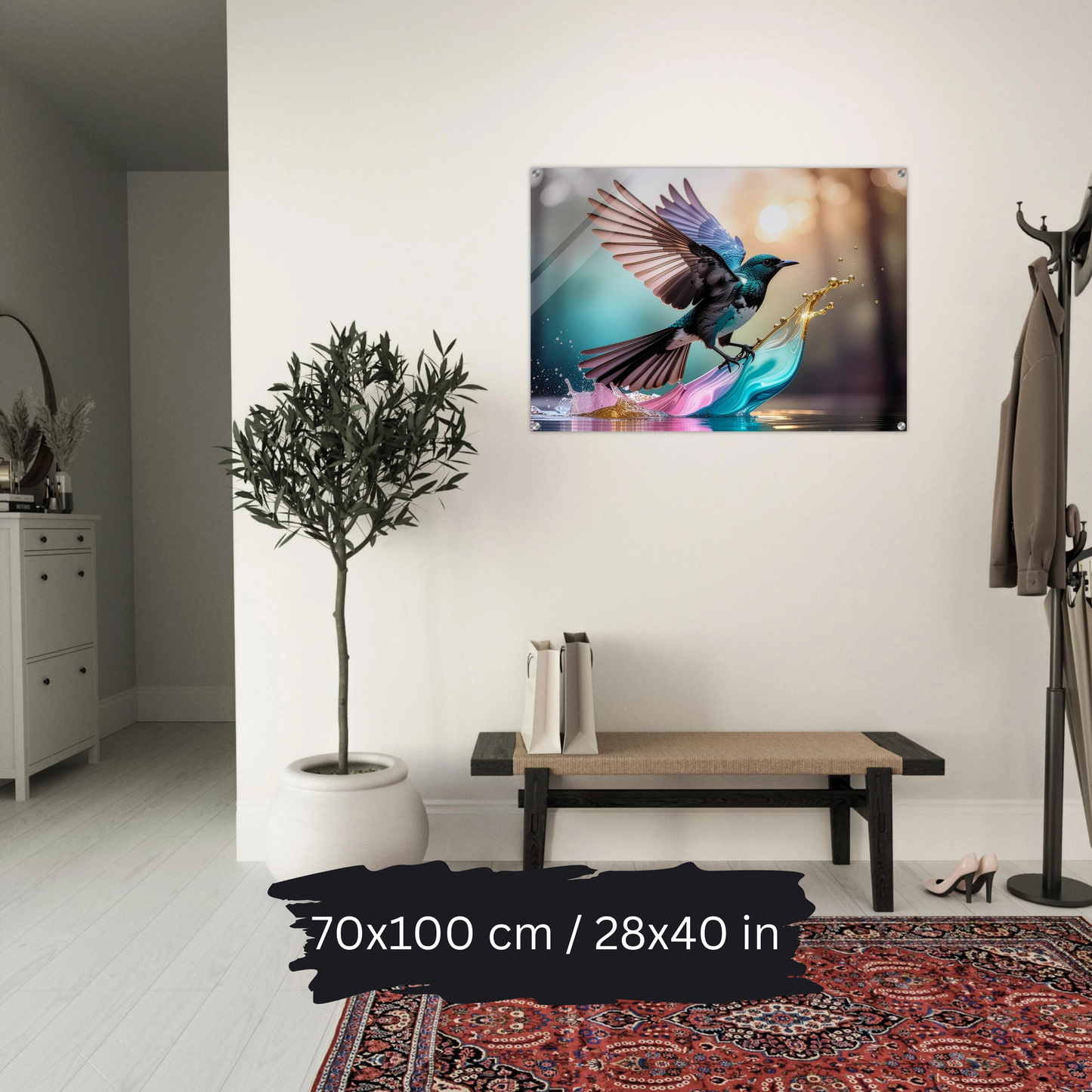 Colorful Bird in Motion – Acrylic Wall Art