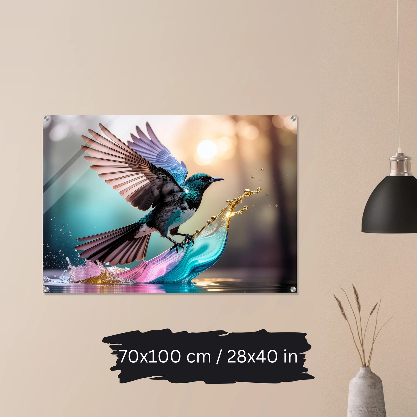 Colorful Bird in Motion – Acrylic Wall Art