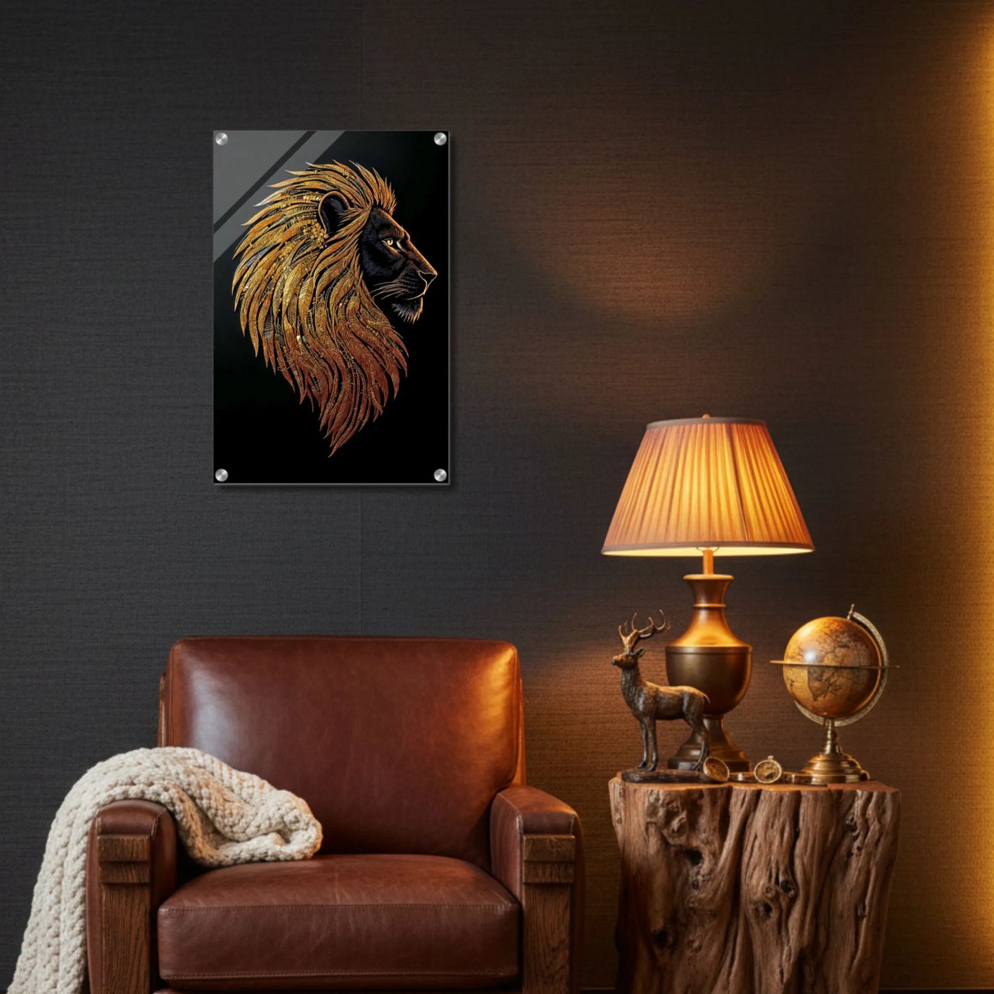 Regal Golden Lion – Acrylic Wall Art