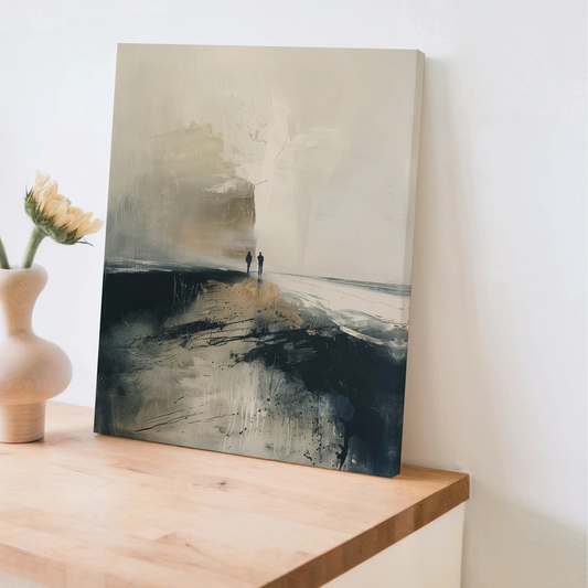 Modern Abstract Canvas Wall Art – Emotional Minimalist Silhouette in Neutral Tones