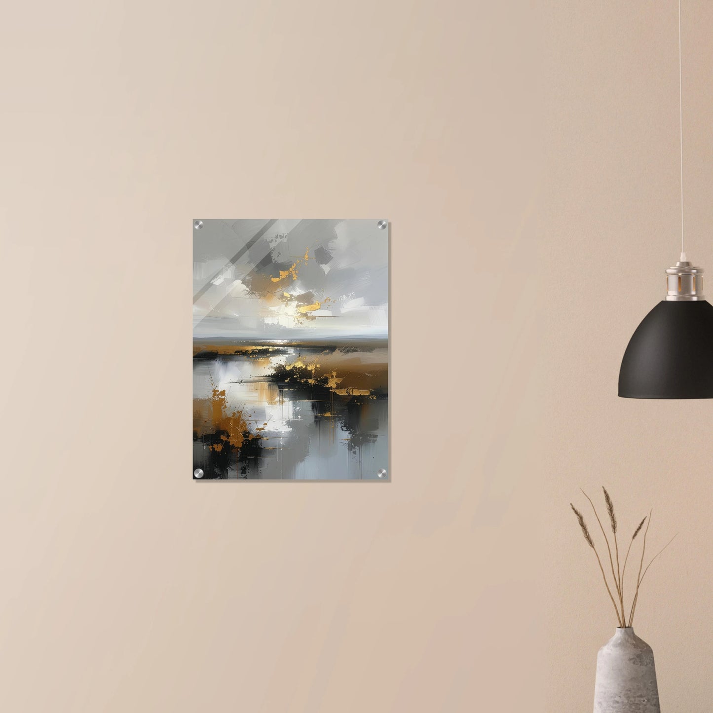 Abstract Elegance – Acrylic Wall Art with Gold Accents