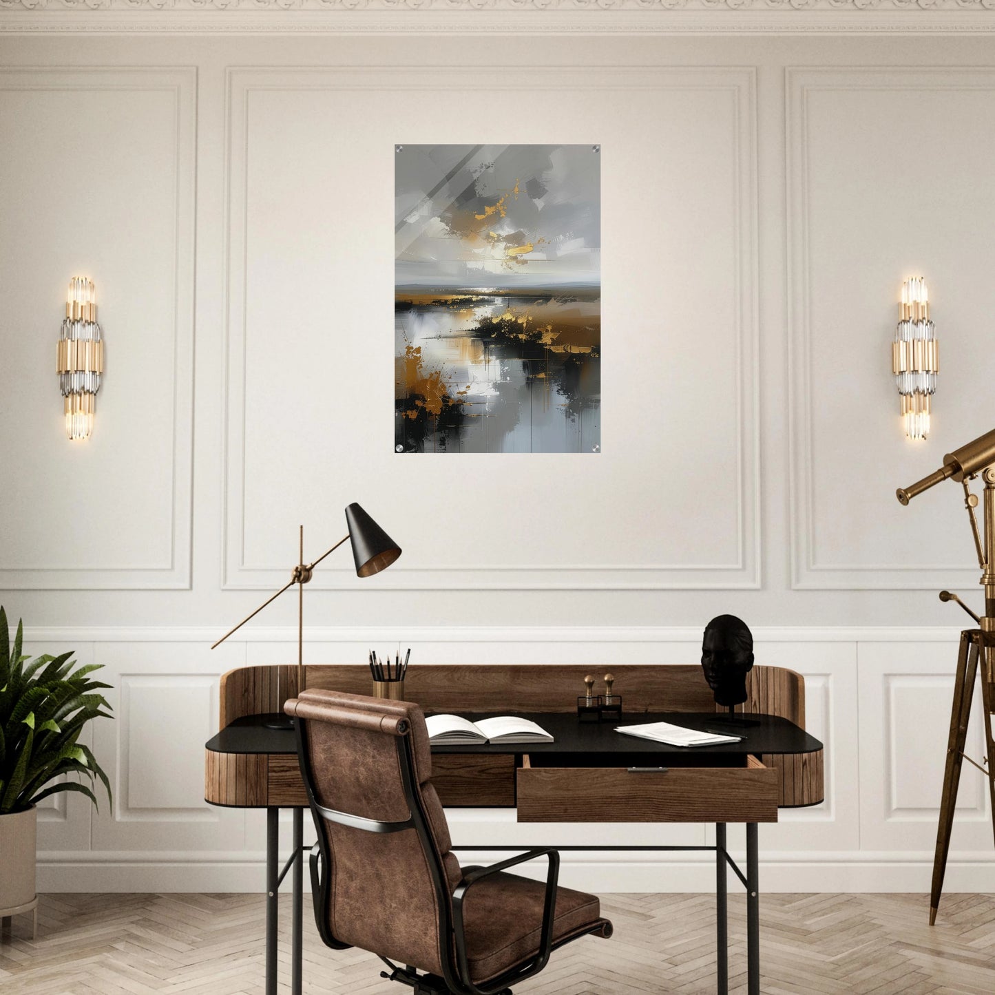 Abstract Elegance – Acrylic Wall Art with Gold Accents