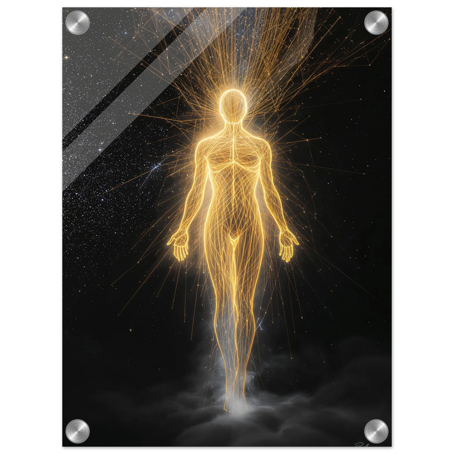 Illustration of a human figure with glowing energy lines against a dark background