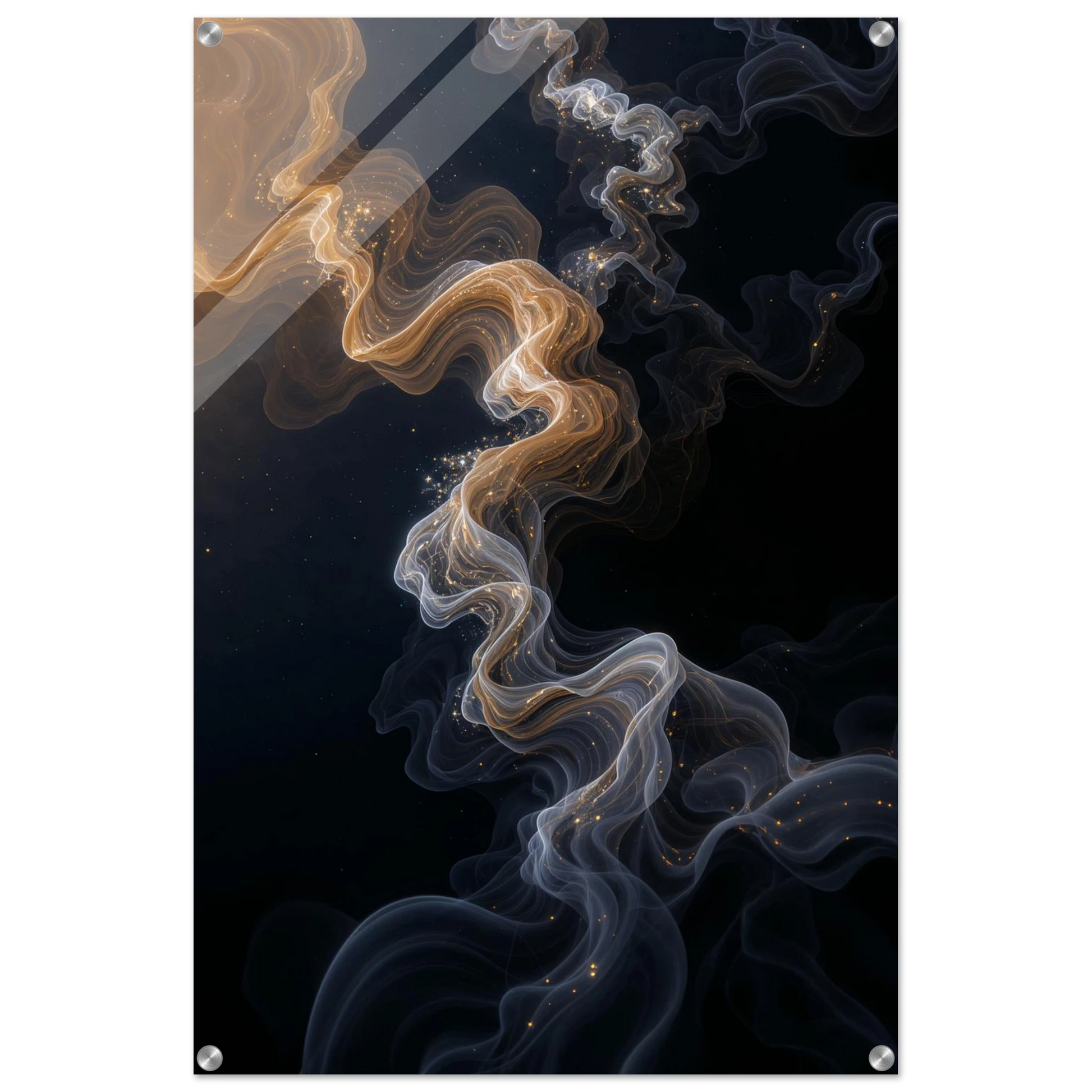 Abstract artwork of swirling smoke or energy on a dark background