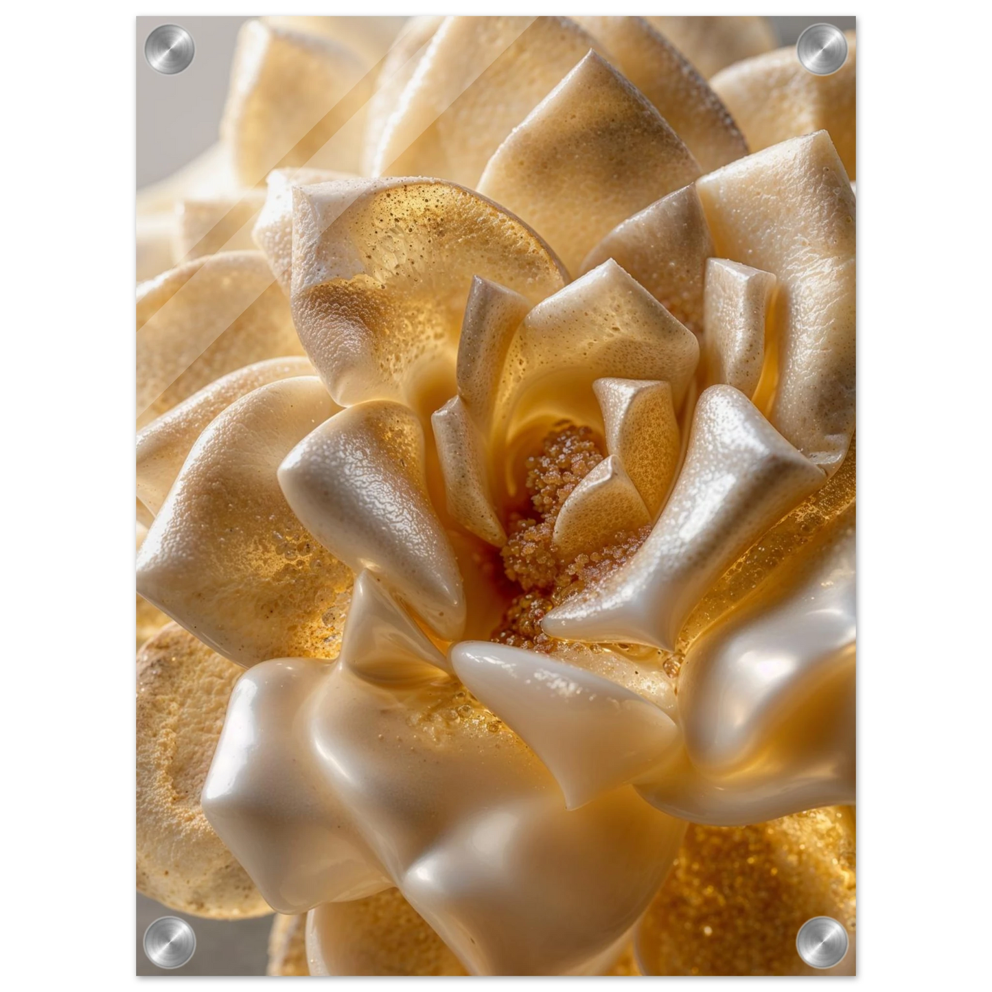 Close-up of a decorative wall art piece with wavy beige patterns on a white background.