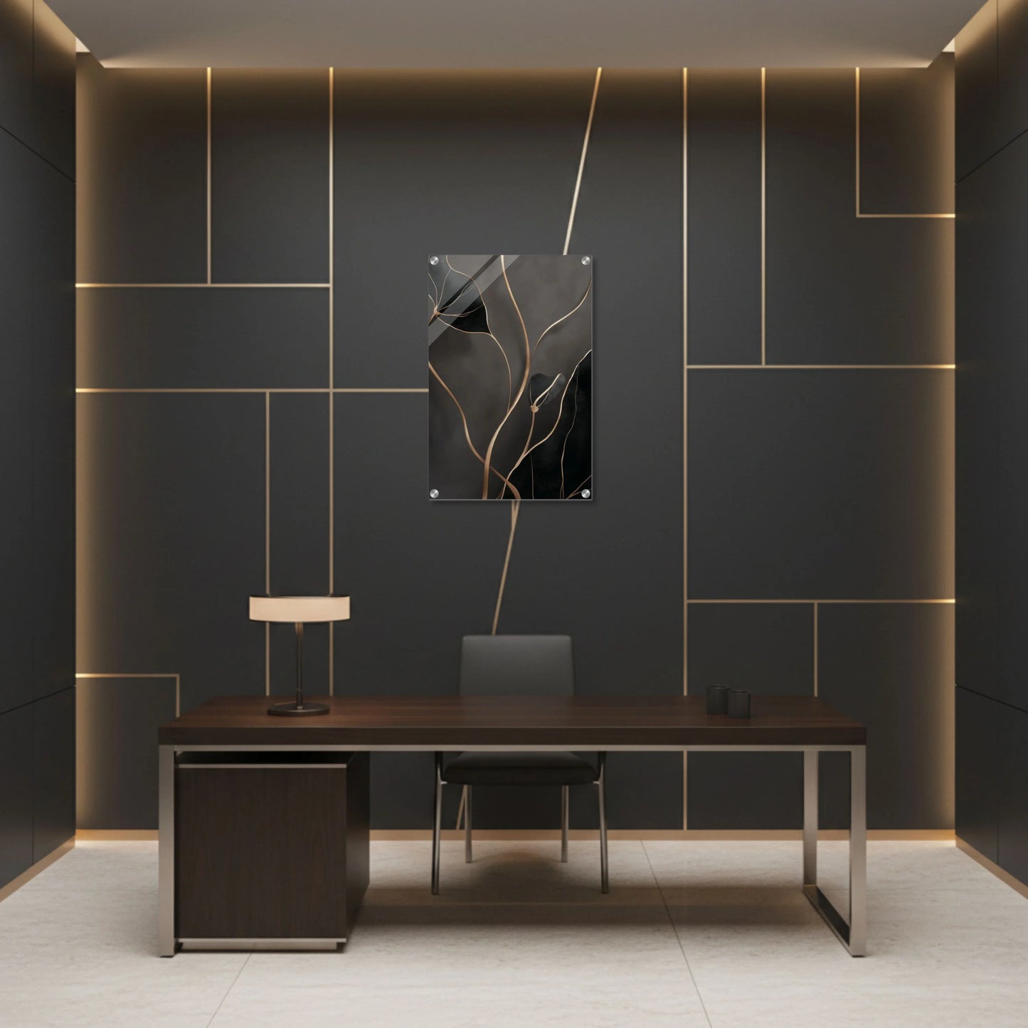 Minimal Golden Botanicals – Acrylic Wall Art