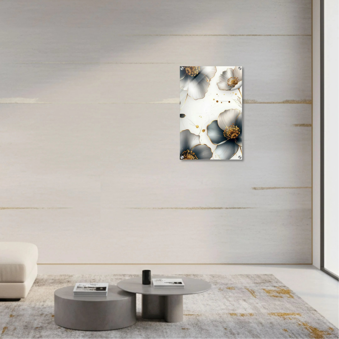 Modern living room with a painting on the wall