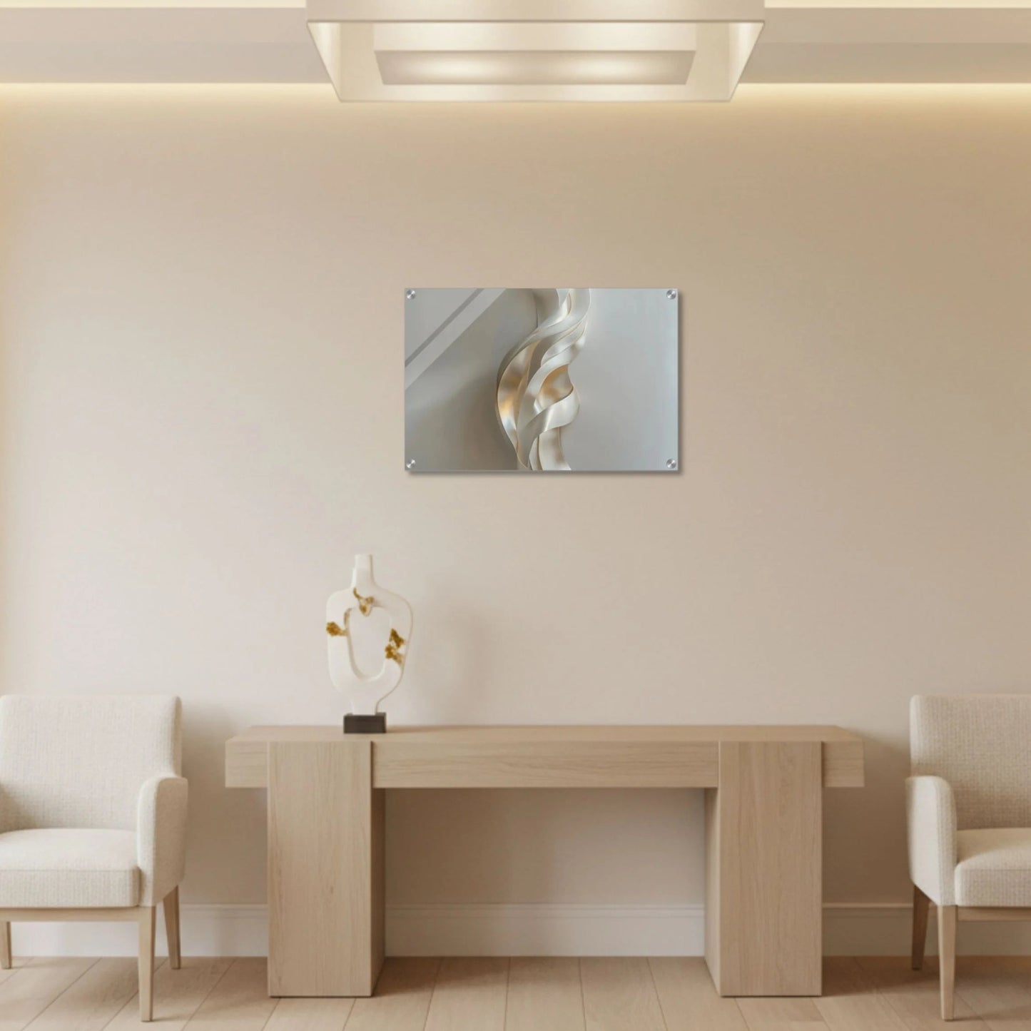 Warm Ivory Flow – Acrylic Wall Art