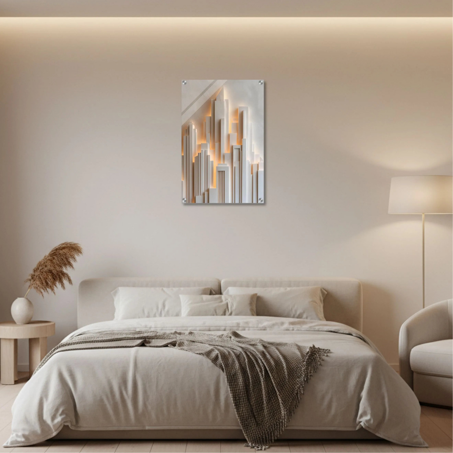 Ivory City Glow – Abstract Acrylic Wall Art