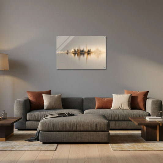 Golden Horizon Echo – Abstract Acrylic Wall Art