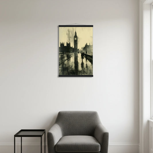 Westminster Mist – Charcoal London Sketch Canvas & Poster Wall Art