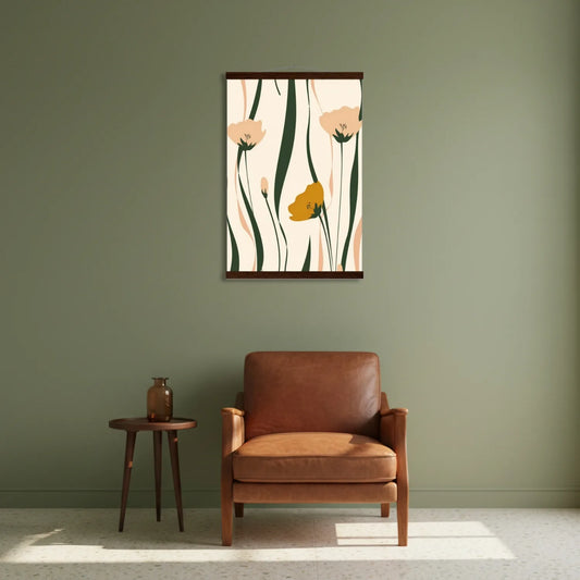Amber Rhythm – Retro Floral Pattern Canvas & Poster Wall Art