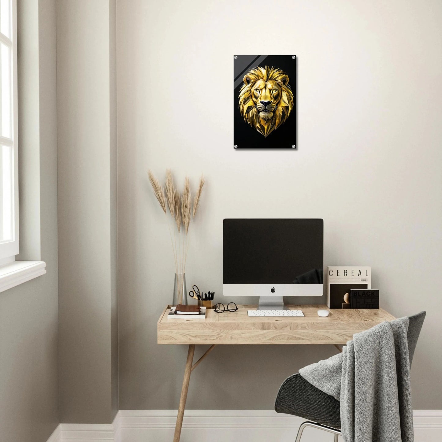 Golden Lion Profile – Acrylic Wall Art