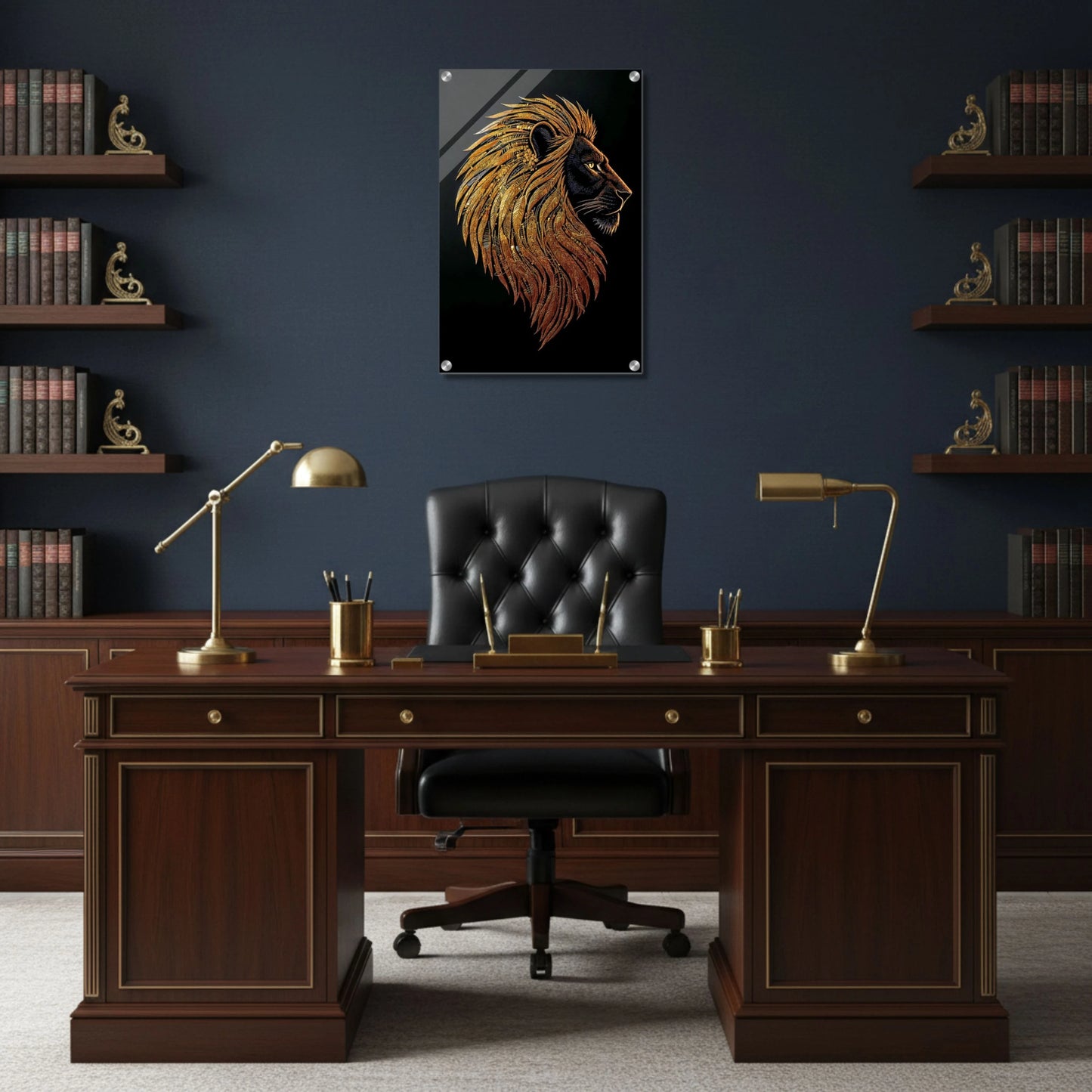 Regal Golden Lion – Acrylic Wall Art