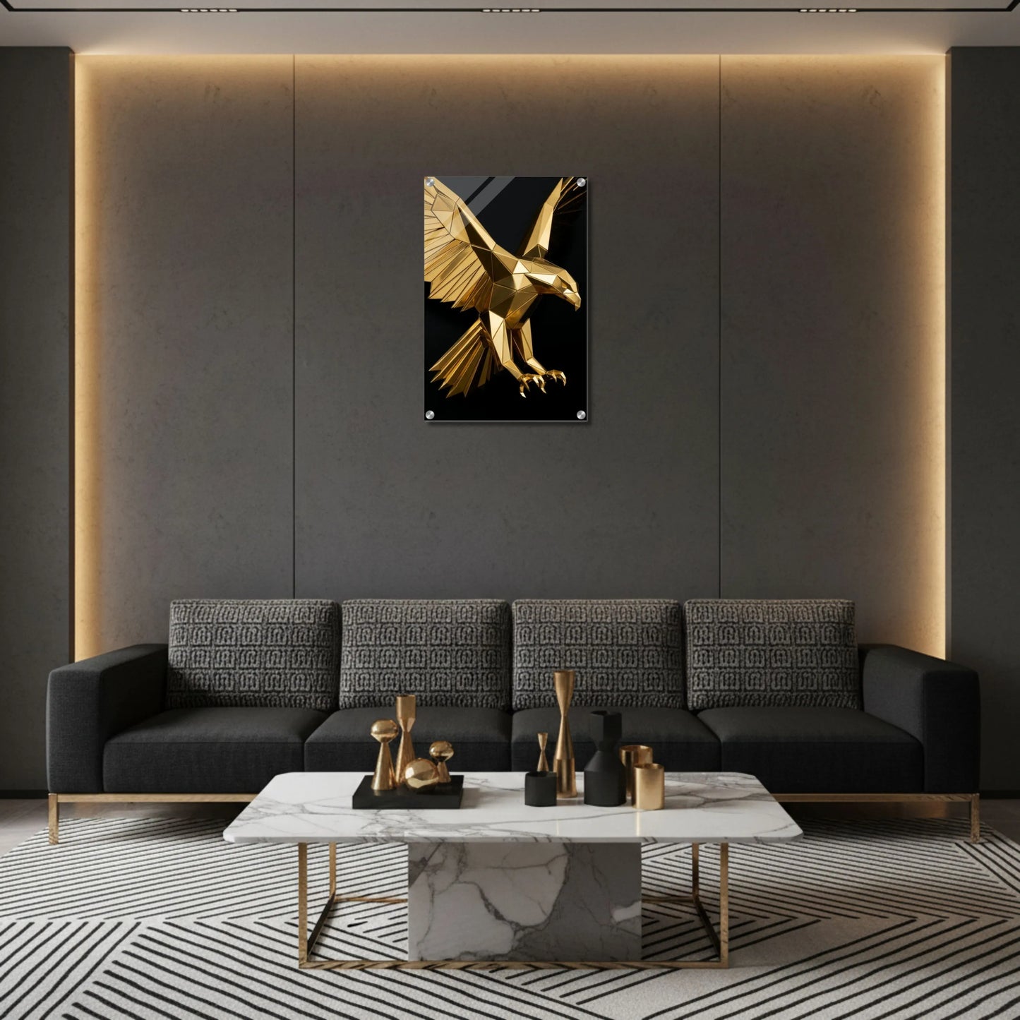 Geometric Golden Eagle – Acrylic Wall Art