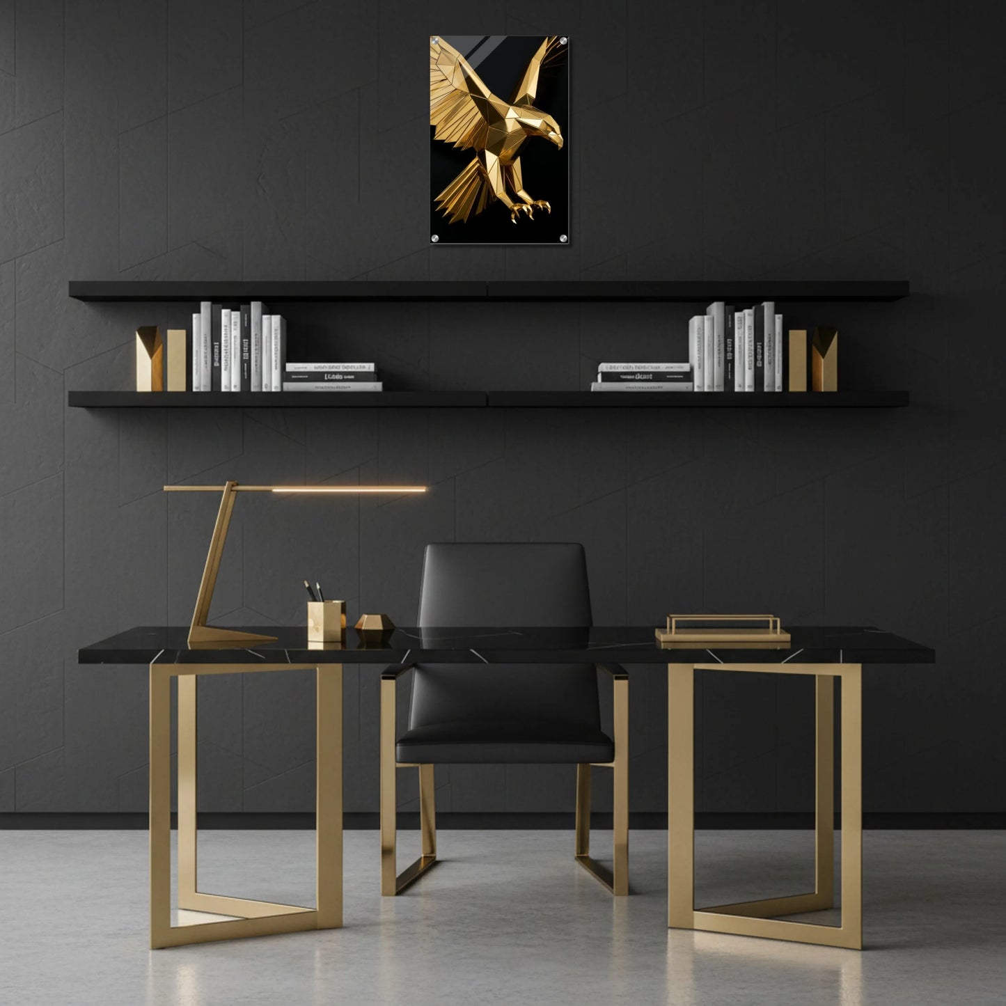 Geometric Golden Eagle – Acrylic Wall Art