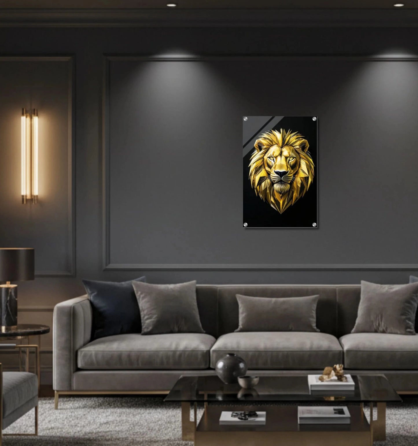Golden Lion Profile – Acrylic Wall Art