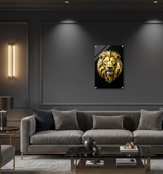 Golden Lion Profile – Acrylic Wall Art