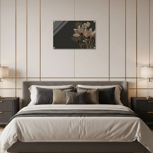 Golden Botanical Lines – Acrylic Wall Art